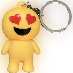 Heart Eyes Yellow Smiley Emoji Keychain Bag Charm Key Ring